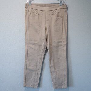 Frank Walder Pants Womens 14 Beige Trousers Mia Ankle Cropped Stretch Business